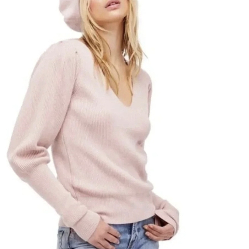Free People Sweater Gingersnap Pink Cashmere Blend Long Sleeve Size XS